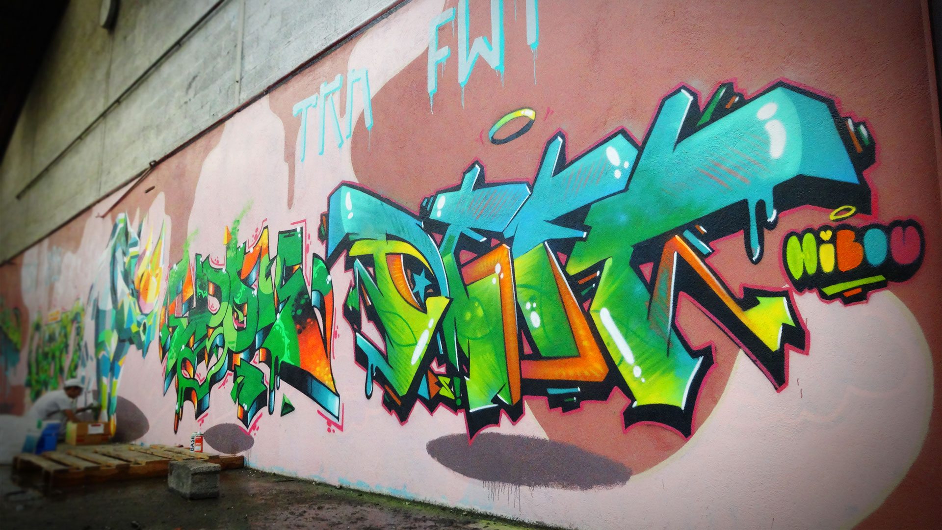 Ambiance fresque graffiti à Clermont-Ferrand, avec Rino et Epok
