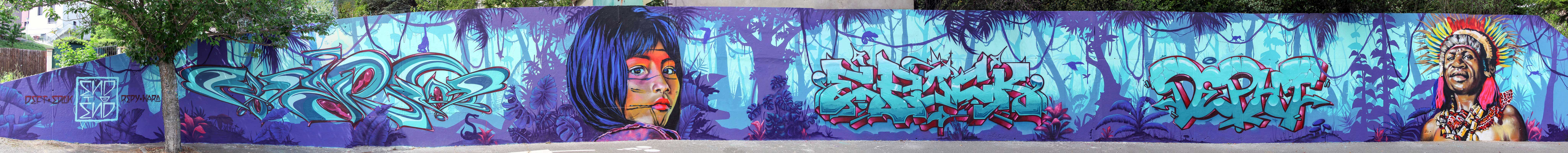 Photo panoramique fresque la glaciere - artistes : repy one, deft, epok, waro, collectif endtoend